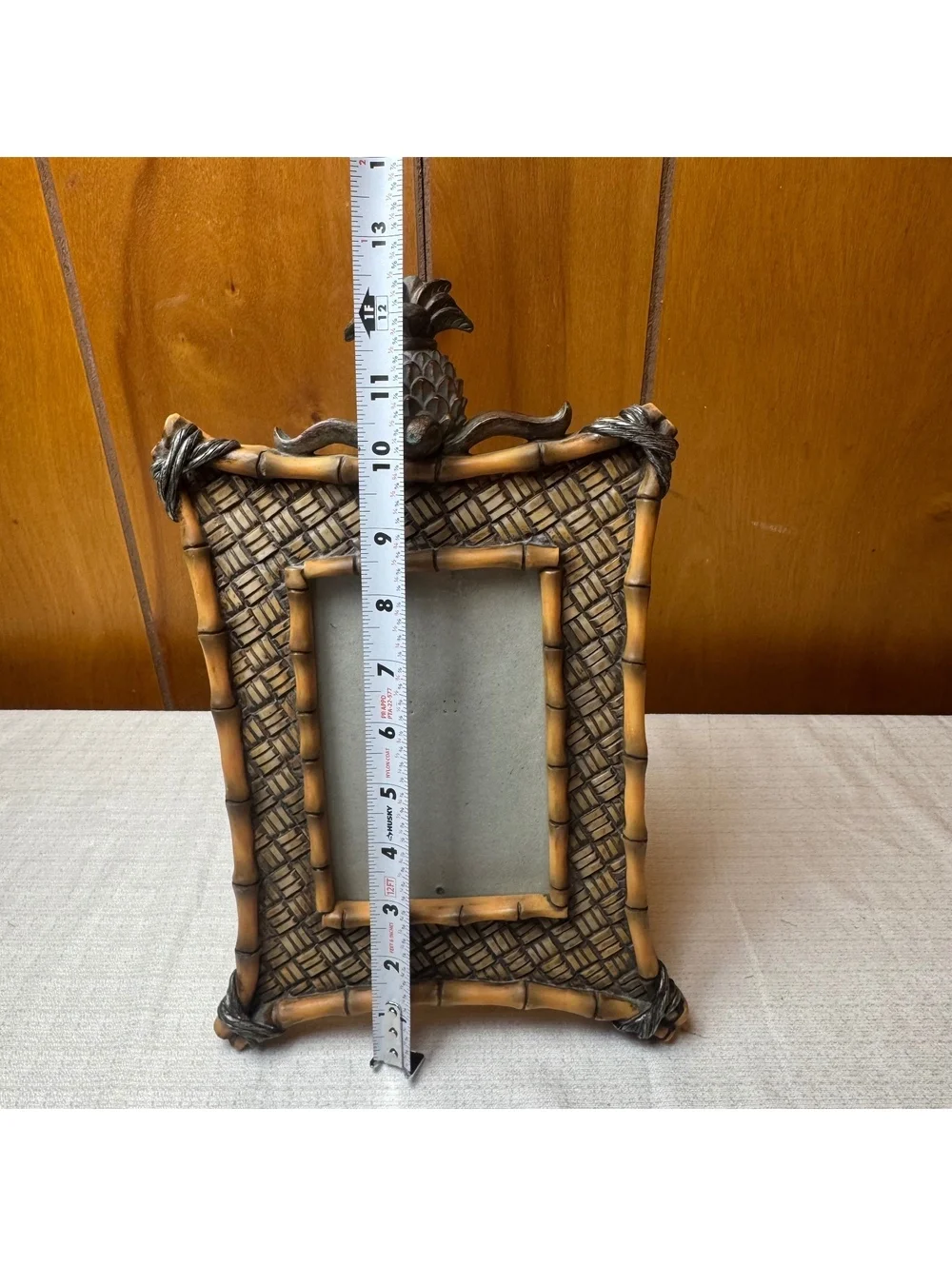 Vintage Pineapple Bamboo Look 4x6 Picture Frame Tropical Coastal Decor
